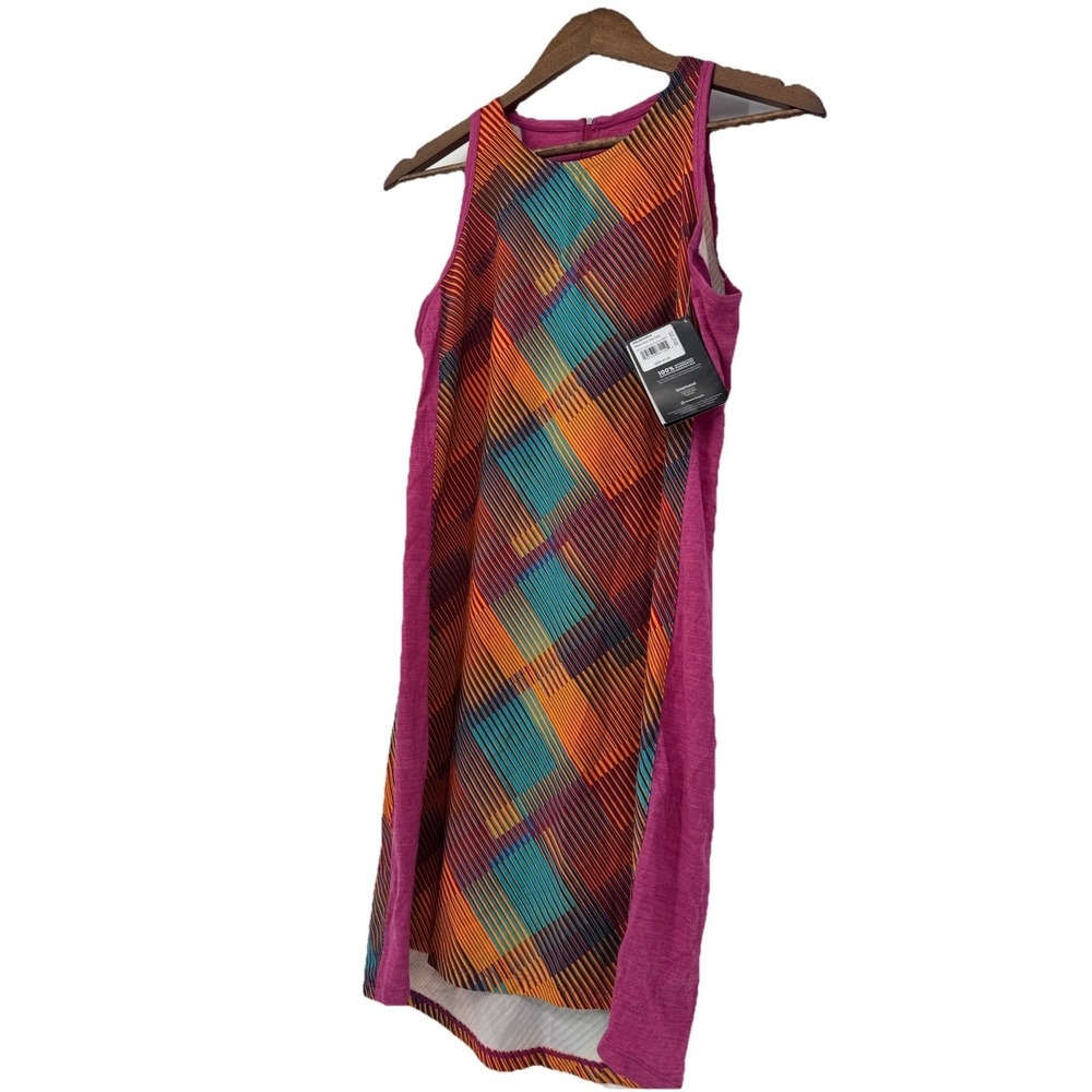 Smartwool‎ Colorblock Geometric Print Sleeveless Shift Dress Purple Orange Teal